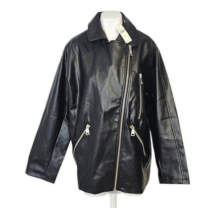 Anthropologie Maeve Oversized Faux-Leather Moto Jacket