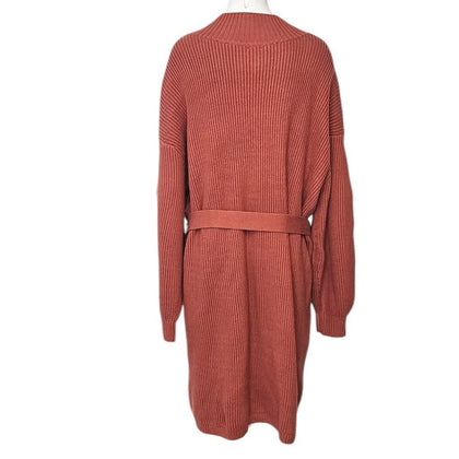 Anthropologie Maeve Long Sleeve Mock Neck Tie Waist Sweater Dress