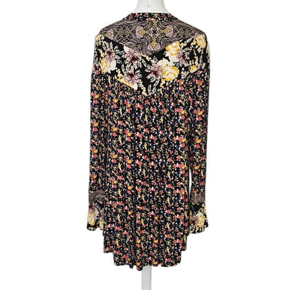Free People Wildflower Fields Henley Long Sleeve Tunic Top