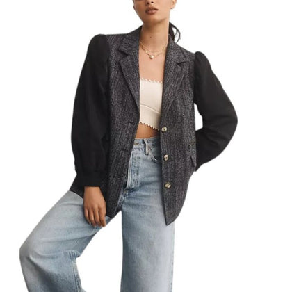 Anthropologie Maeve Mixed Media Relaxed Jacket
