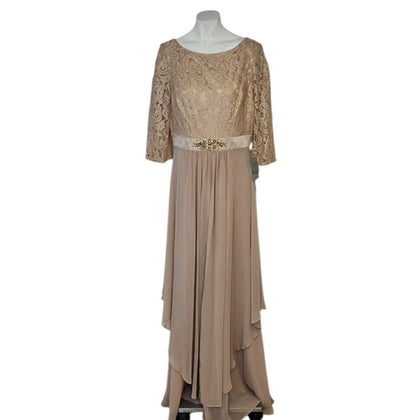 Eliza J. Lace, Embellished Waist, Chiffon, Flowy Maxi Dress