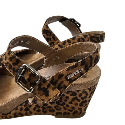 Mephisto Womens Leopard Print Sling Back Wedge