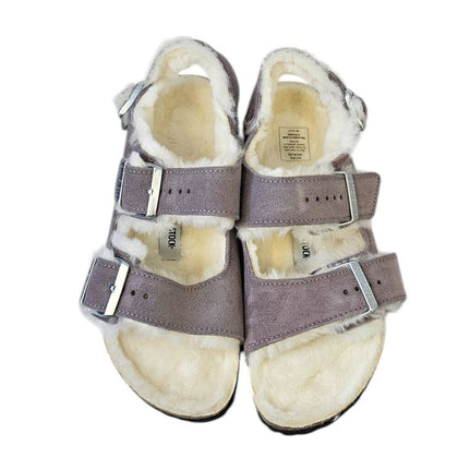 Birkenstock Womens Milano Suede Shearling Sandals