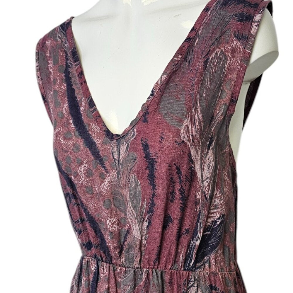 Vanessa Alexandra Italy 100% Linen V-Neck Printed Maxi Dress Luxy Thrift Vanessa Alexandra Italy 100% Linen V-Neck Printed Maxi Dress Luxy Thrift