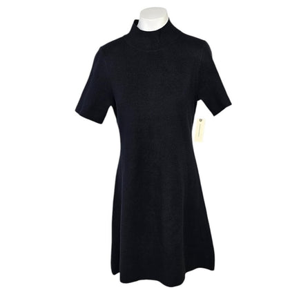 Anthropologie Womens High Neck ZIp Back Mini Shirt Dress