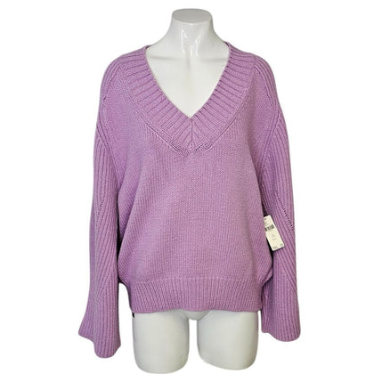 Anthropologie Bell-Sleeve V-Neck Sweater