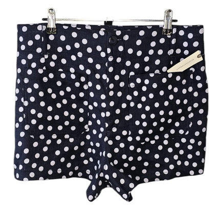 Anthropologie Maeve The Colette Shorts Linen Blend Blue Polka Dot