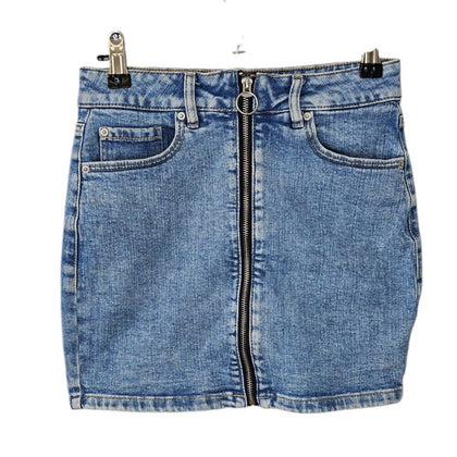 Garage Womens Denim Zip Front O Ring Mini Skirt