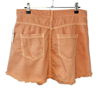 Anthropologie Pilcro Micro Denim Pleated Skirt Orange Fray Hem