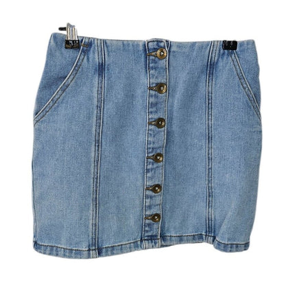 Forever 21 Womens Denim Button Front Mini Skirt