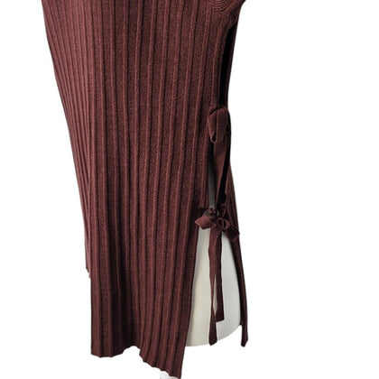 Open Edit Womens Ribbed Side Tie Long Sleeve Shirt