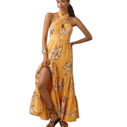 Anthropologie Hutch Floral Halter Maxi Dress