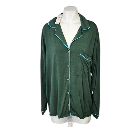 Anthropologie Womens Briar Piped Lounge Sleepwear Long Sleeve Shirt