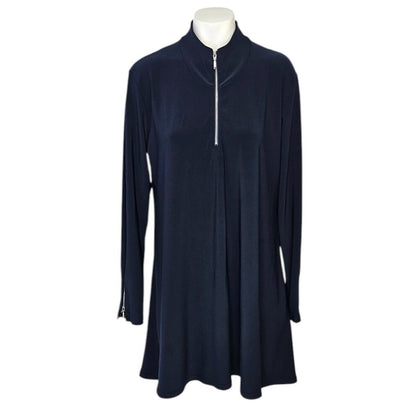 Sympli Canada Womens Zip Front Mock Neck Long Sleeve Tunic