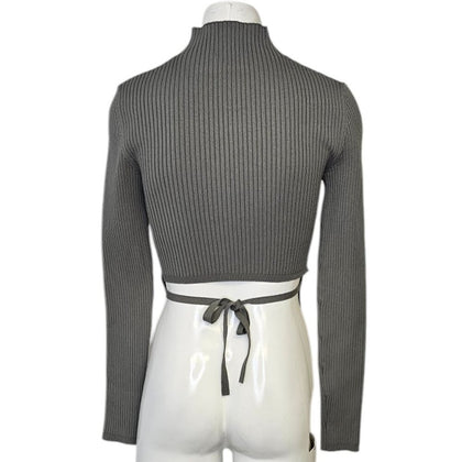 Aritzia Babaton Sculpt Knit Tie Back Long Sleeve Top