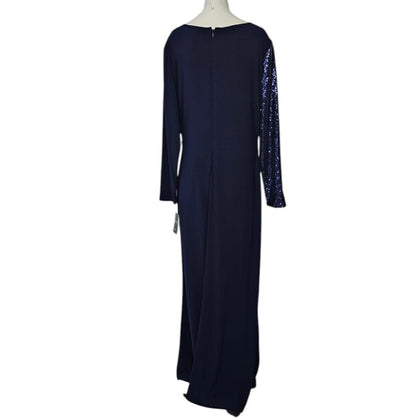 Lauren Ralph Lauren Womens Long Sleeve Sequin, Jersey Maxi Dress