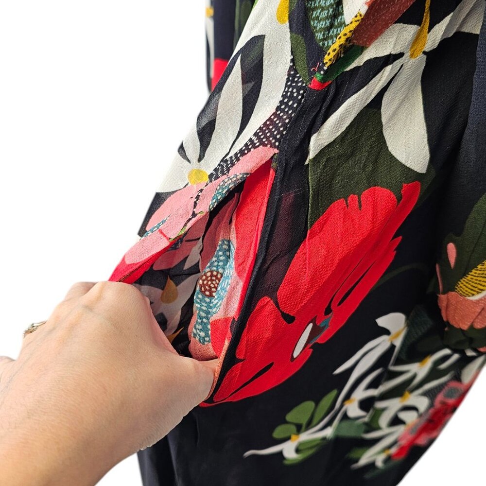 farm rio x anthropologie long-sleeve v-neck floral maxi dress Farm Rio Printed V-Neck Puff-Sleeve Maxi Dress In Blue - 40% Off