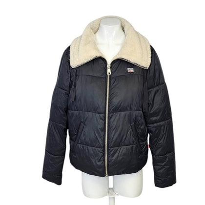 Levi's Womens Faux Shearling Lined Nylon Puffer Jacket