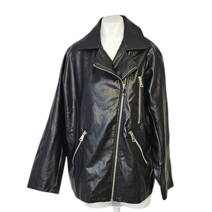 Anthropologie Maeve Oversized Faux-Leather Moto Jacket