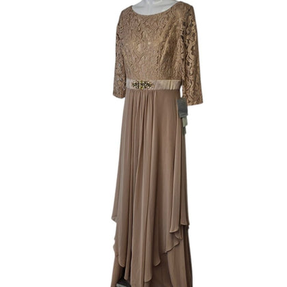 Eliza J. Lace, Embellished Waist, Chiffon, Flowy Maxi Dress
