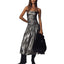 Anthropologie La Maise Studio Ruched Drop-Waist Foil Midi Dress