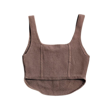 Aritzia Babaton Sculpt Knit Bustier Crop Top, Brown, Thick Knit, Stretch, Size S