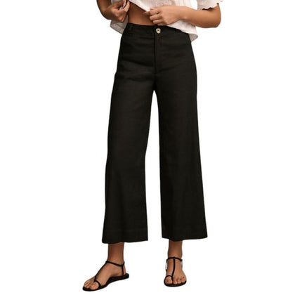 Anthropologie Maeve The Ettie High Rise Crop Wide Leg Linen Blend Pants