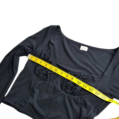 Aritzia Wilfred Black Long Sleeve Sweetheart Crop Top