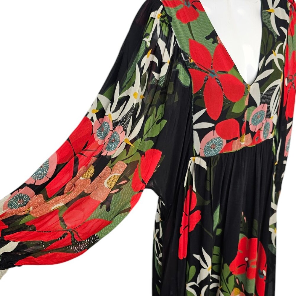 Farm Rio x Anthropologie Long-Sleeve V-Neck Floral Maxi Dress Luxy Thrift Farm Rio x Anthropologie Long-Sleeve V-Neck Floral Maxi Dress Luxy Thrift