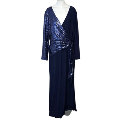 Lauren Ralph Lauren Womens Long Sleeve Sequin, Jersey Maxi Dress