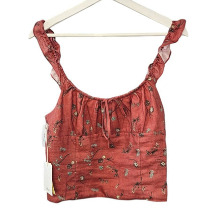 Aritzia Wilfred Boheme Linen Crop Top