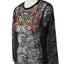 Sandro Paris Lace Sheer Embroidered Long Sleeve Blous