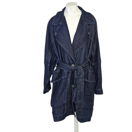 Anthropologie Pilcro Oversized Draped Dolman Denim Belted Trench Coat