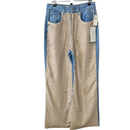 Anthropologie Pilcro Sequin Front High Rise Flare Leg Skater Jeans