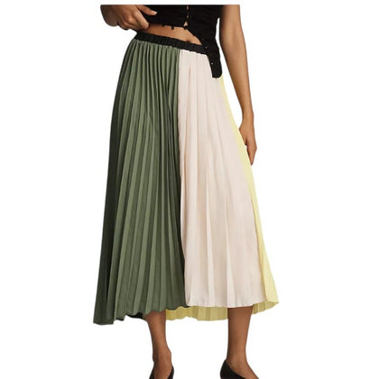 Anthropologie Pleated Colorblock Midi Skirt