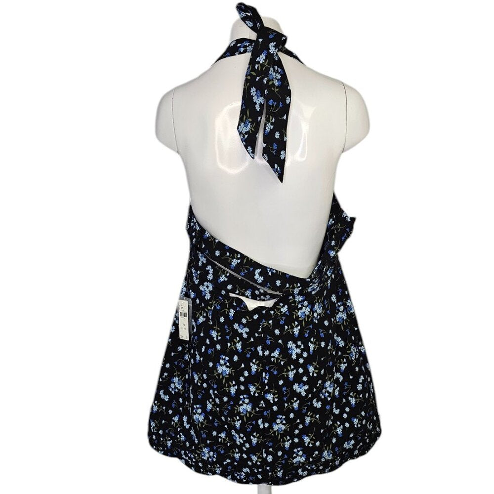 Anthropologie Maeve Halter V-Neck Scallop, Button Front, Mini Dress Luxy Thrift Anthropologie Maeve Halter V-Neck Scallop, Button Front, Mini Dress Luxy Thrift