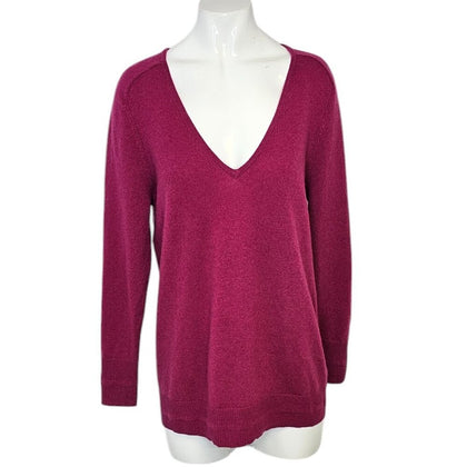 Tahari Womens 100% 2 Ply Cashmere V-Neck Long Sleeve Shirt