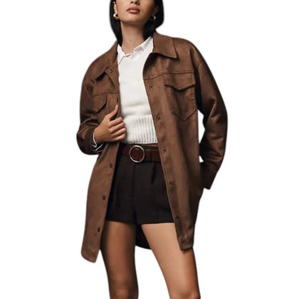 Anthropologie Pilcro The Tillie Relaxed Faux-Suede Shacket