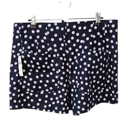 Anthropologie Maeve The Colette Shorts Linen Blend Blue Polka Dot