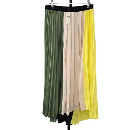 Anthropologie Pleated Colorblock Midi Skirt