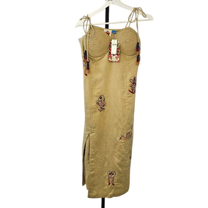 Farm Rio x Anthropologie Embroidered Linen Blend Dress