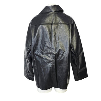 Anthropologie Maeve Oversized Faux-Leather Moto Jacket