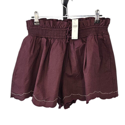 Anthropologie Scallop-Hem Paperbag Tie Waist Shorts