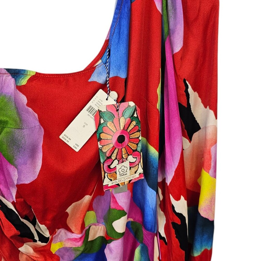 farm rio one shoulder slim floral midi dress FARM Rio One Shoulder Ruched Midi Dress