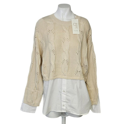 Anthropologie Womens Pilcro Cable Twofer Sweater