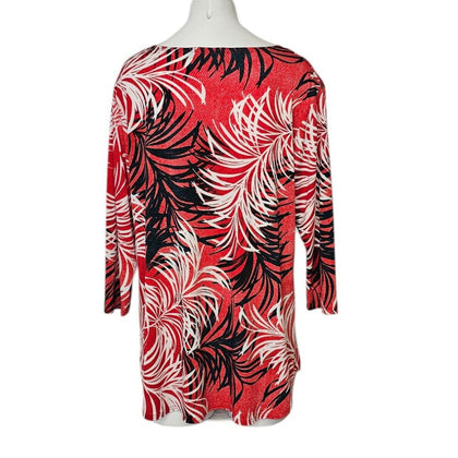 Sympli Canada Womens 3/4 Sleeve Printed Stretch Scoop Neck Top