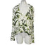 Anthropologie Silky Button Front Green Floral Long Wide Sleeve Blouse
