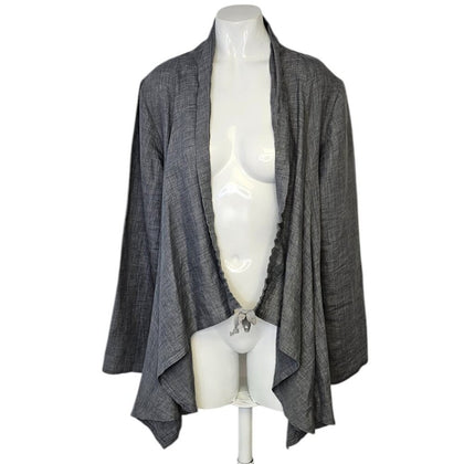 Bryn Walker 100% Linen Lagenlook Tie Front Long Sleeve Cardigan