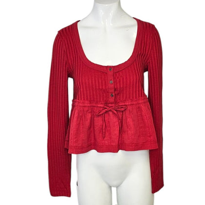 Anthropologie Pilcro Long-Sleeve Scoop-Neck Babydoll Top