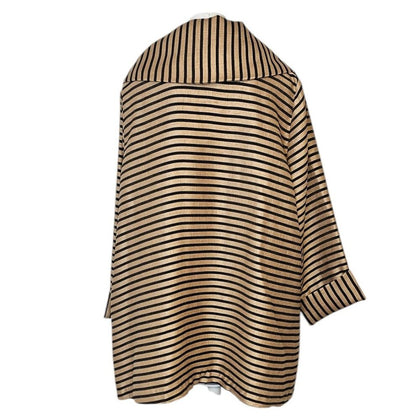 IC By Connie K Womens Black, Gold Metallic, Striped, Statement Button Jacket